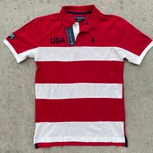 U.S. Polo Assn Polo Shirt USA Red White Striped XL NWT